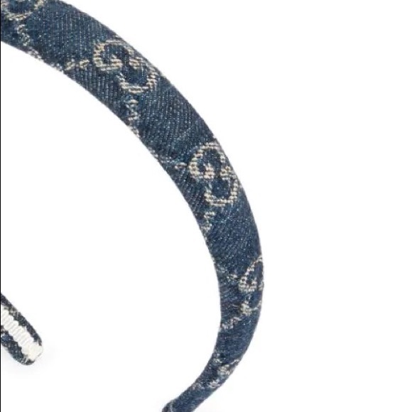 GUCCI Blue Eco-Washed Denim GG Headband - Picture 3 of 7